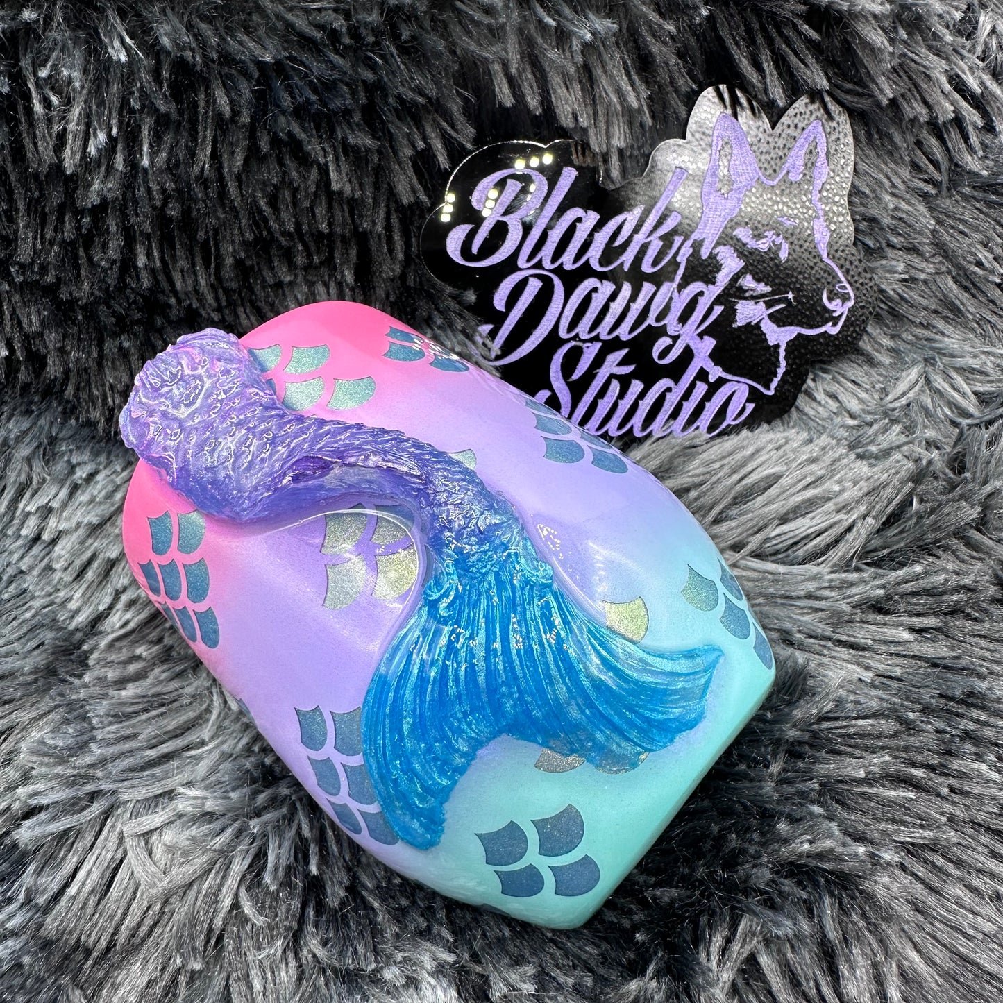 RTS 12oz Wine Tumbler Shimmer Mermaid Scales Color Ombré 3D Mermaid Tail | Splashy and Sassy decal