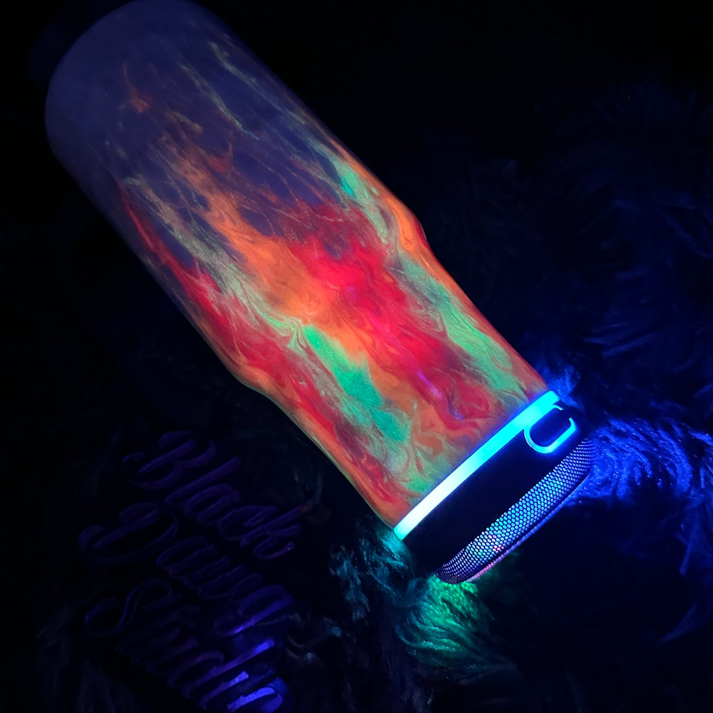 RTS 30oz Grippy Bluetooth Speaker Tumbler Smoked Flame Pull | Glow in the Dark
