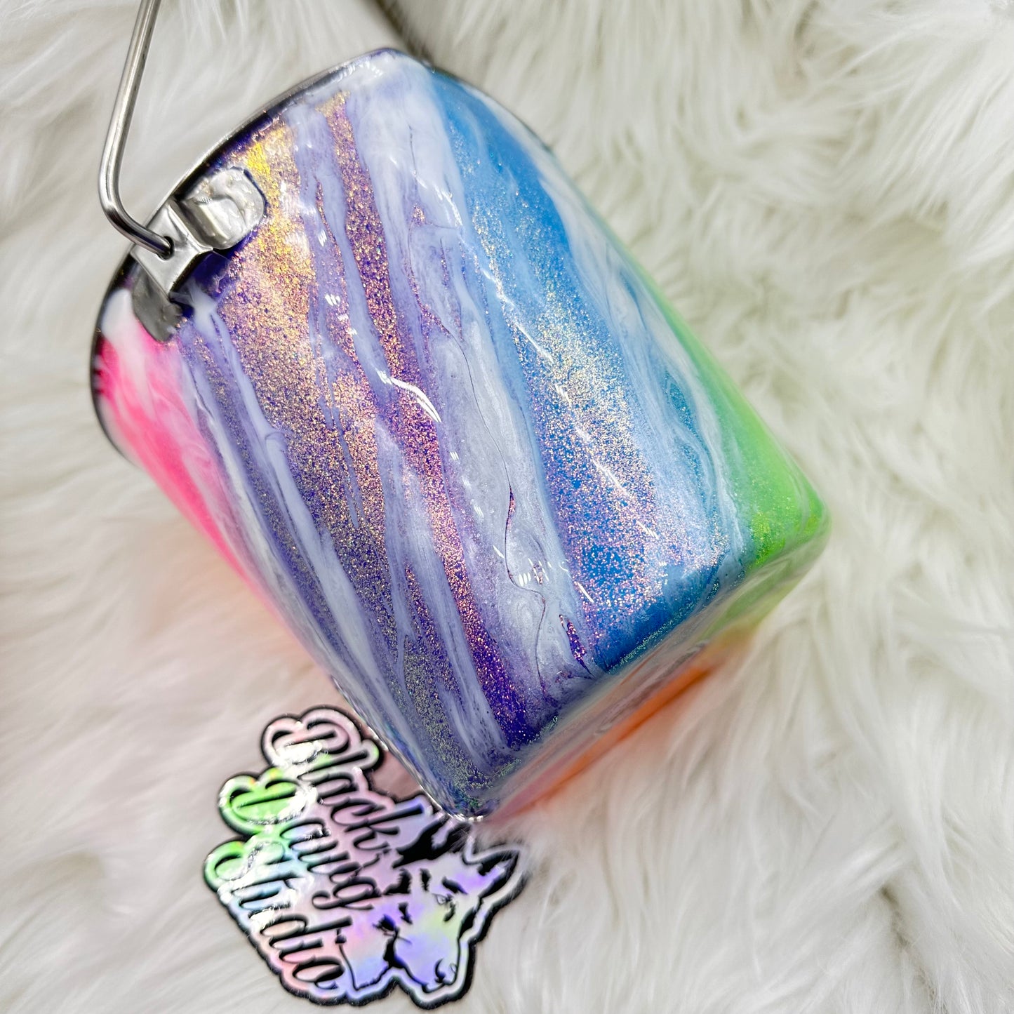 2qt Water Bucket Pail - Neon Milkyway - Epoxy Tumbler for Dogs