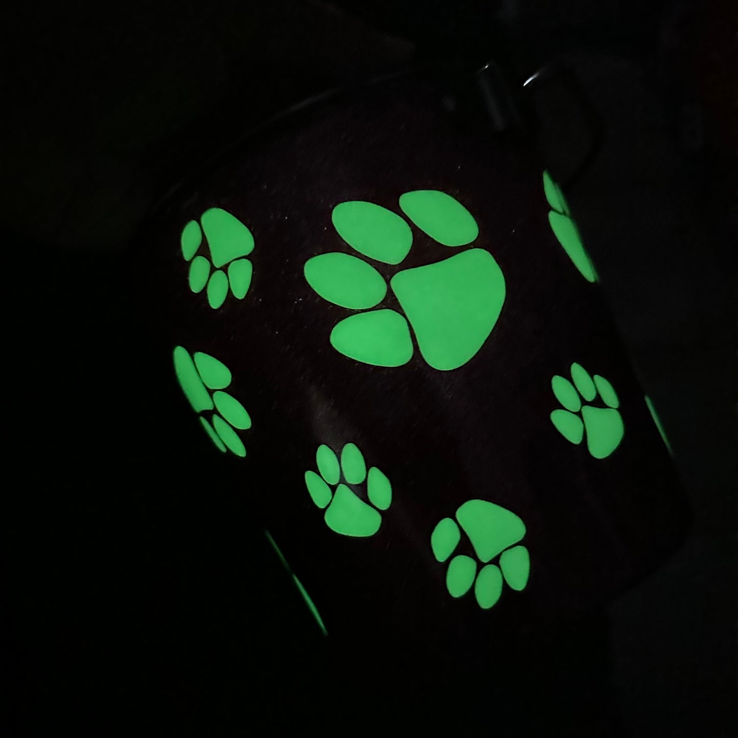 2qt Water Bucket Pail - Glitter Ombré with Glow in the Dark Paw Prints - Epoxy Tumbler for Dogs