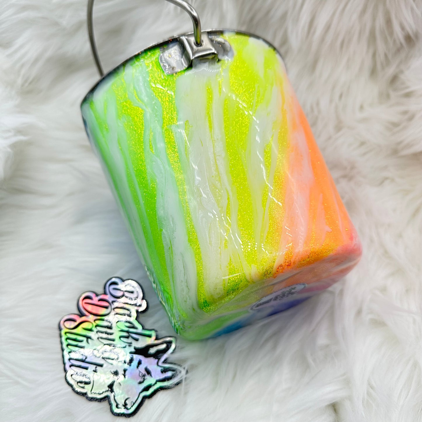 2qt Water Bucket Pail - Neon Milkyway - Epoxy Tumbler for Dogs