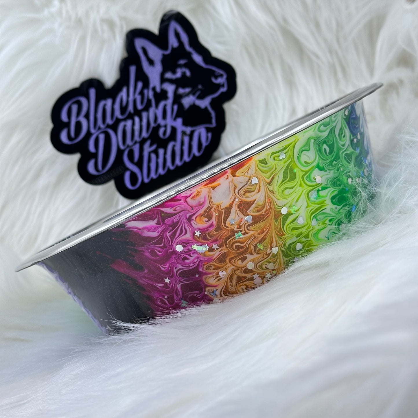 8-inch Dog Bowl Neon Bougie Stinger - Epoxy Tumbler for Dogs