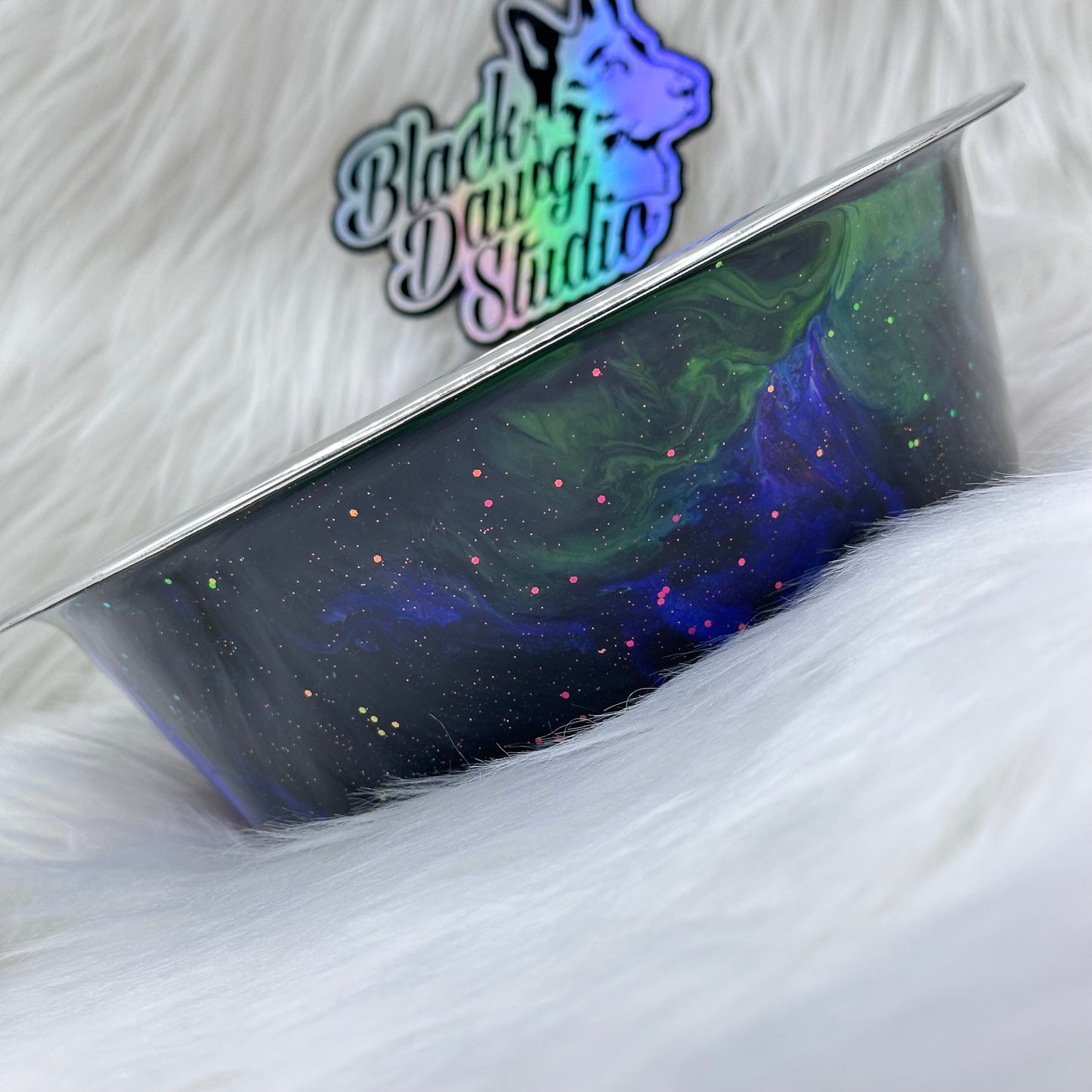8-inch Dog Bowl Rainbow Phantom Nebula- Epoxy Tumbler for Dogs