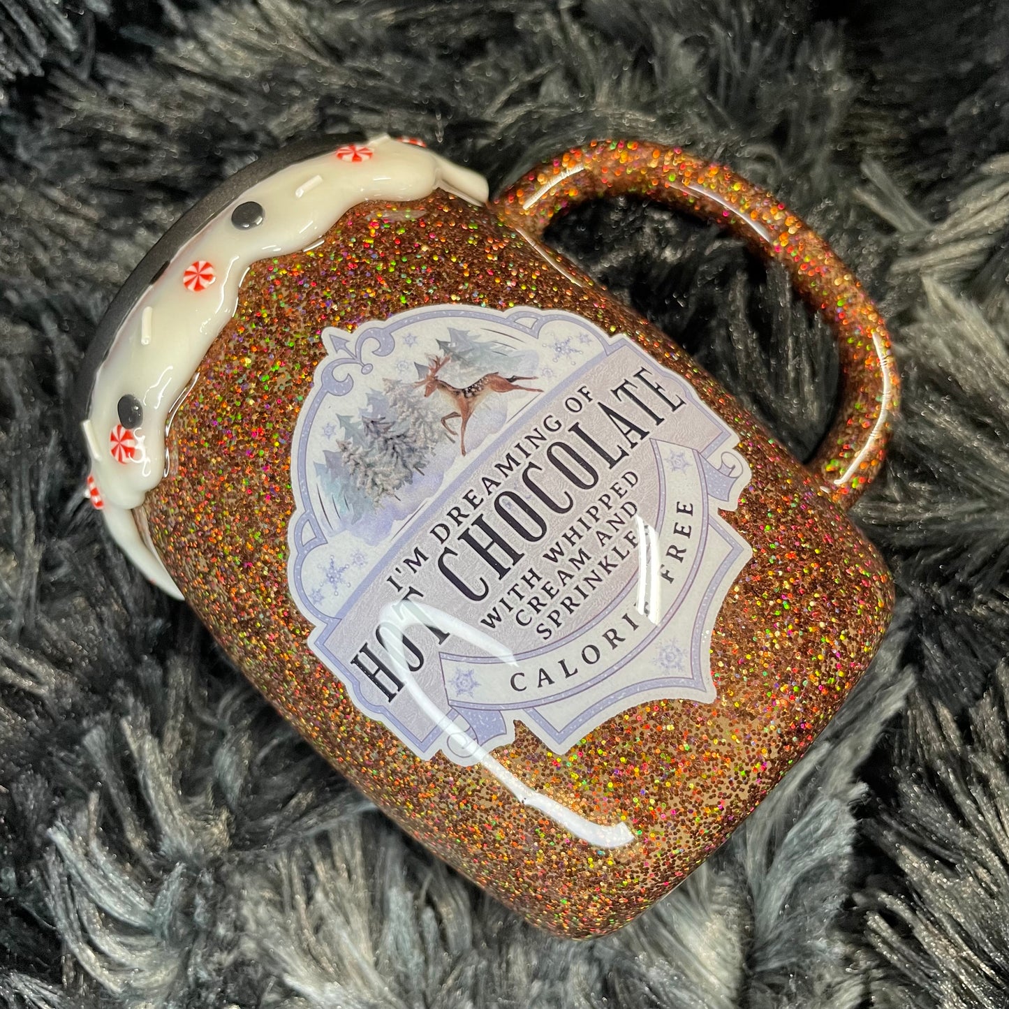 RTS 14oz Mug| Glitter with 3D Drip & Sprinkles | Hot Chocolate decal | Christmas Tumbler | Christmas Gift | Holiday Gift