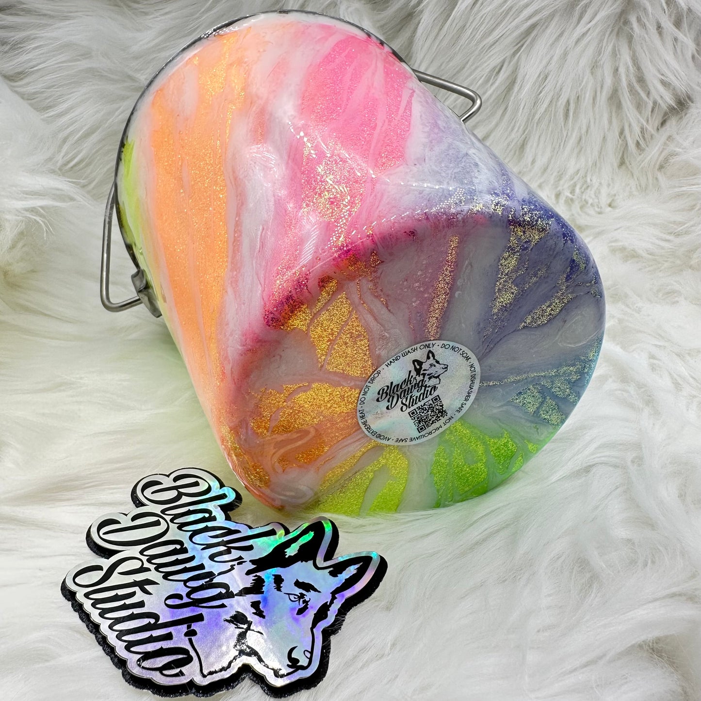 2qt Water Bucket Pail - Neon Milkyway - Epoxy Tumbler for Dogs