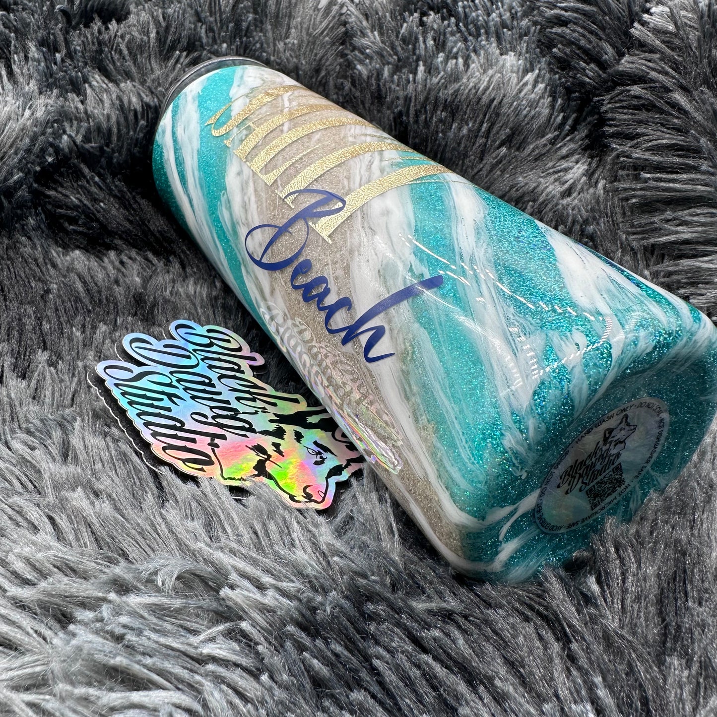 RTS 20oz Skinny Straight Tumbler Glitter Beach Real Sand | Salty Beach