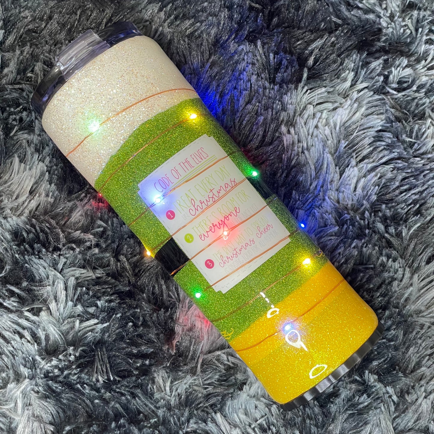 RTS 20oz Strawbler Lighted Elf Tumbler | Code of the Elves decal | Christmas Tumbler | LED Battery Powered Lights
