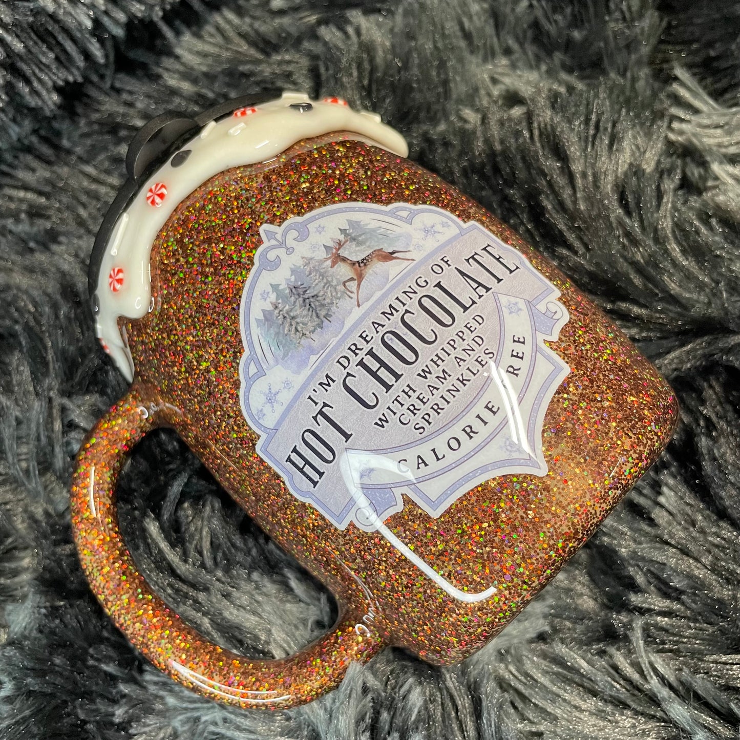 RTS 14oz Mug| Glitter with 3D Drip & Sprinkles | Hot Chocolate decal | Christmas Tumbler | Christmas Gift | Holiday Gift