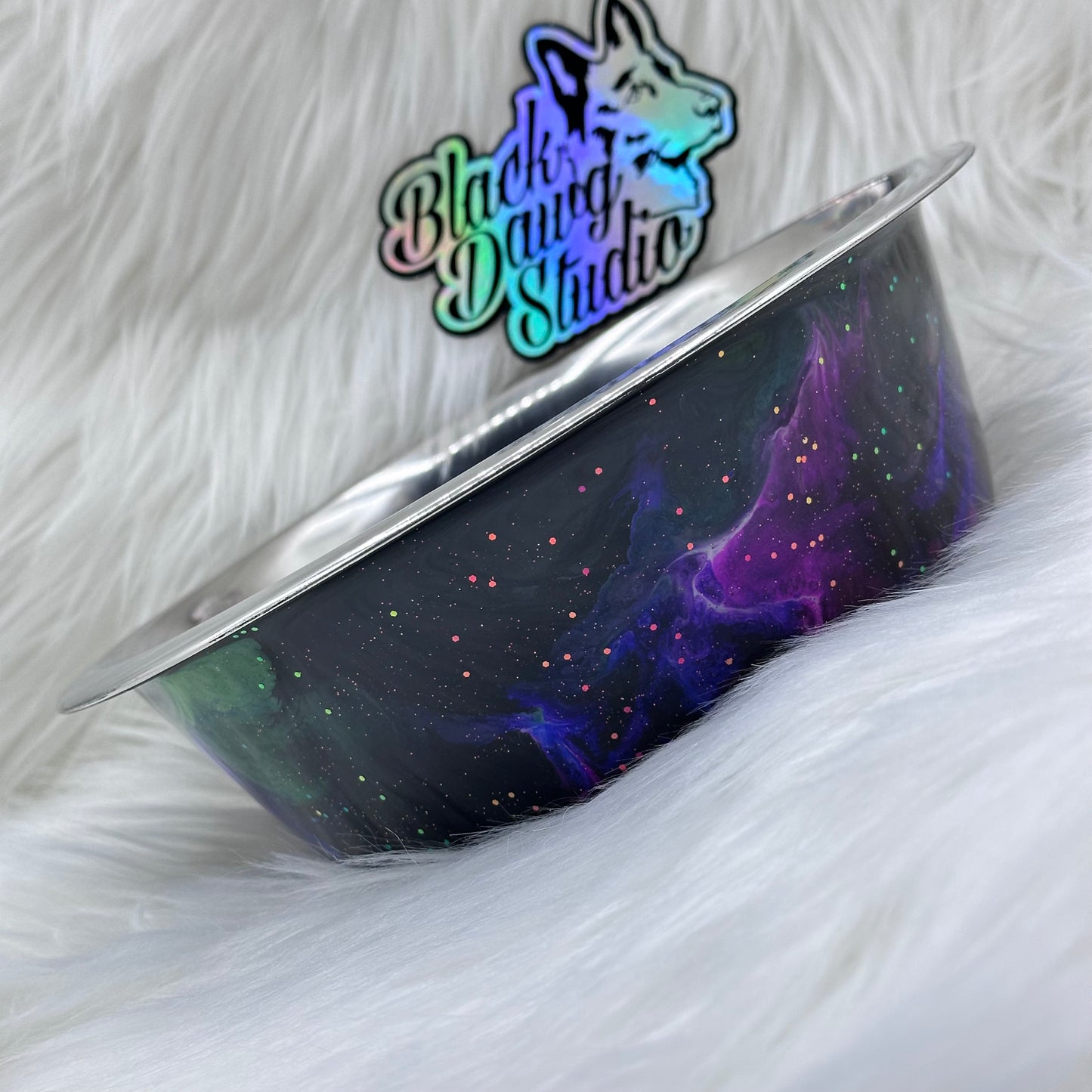 8-inch Dog Bowl Rainbow Phantom Nebula- Epoxy Tumbler for Dogs