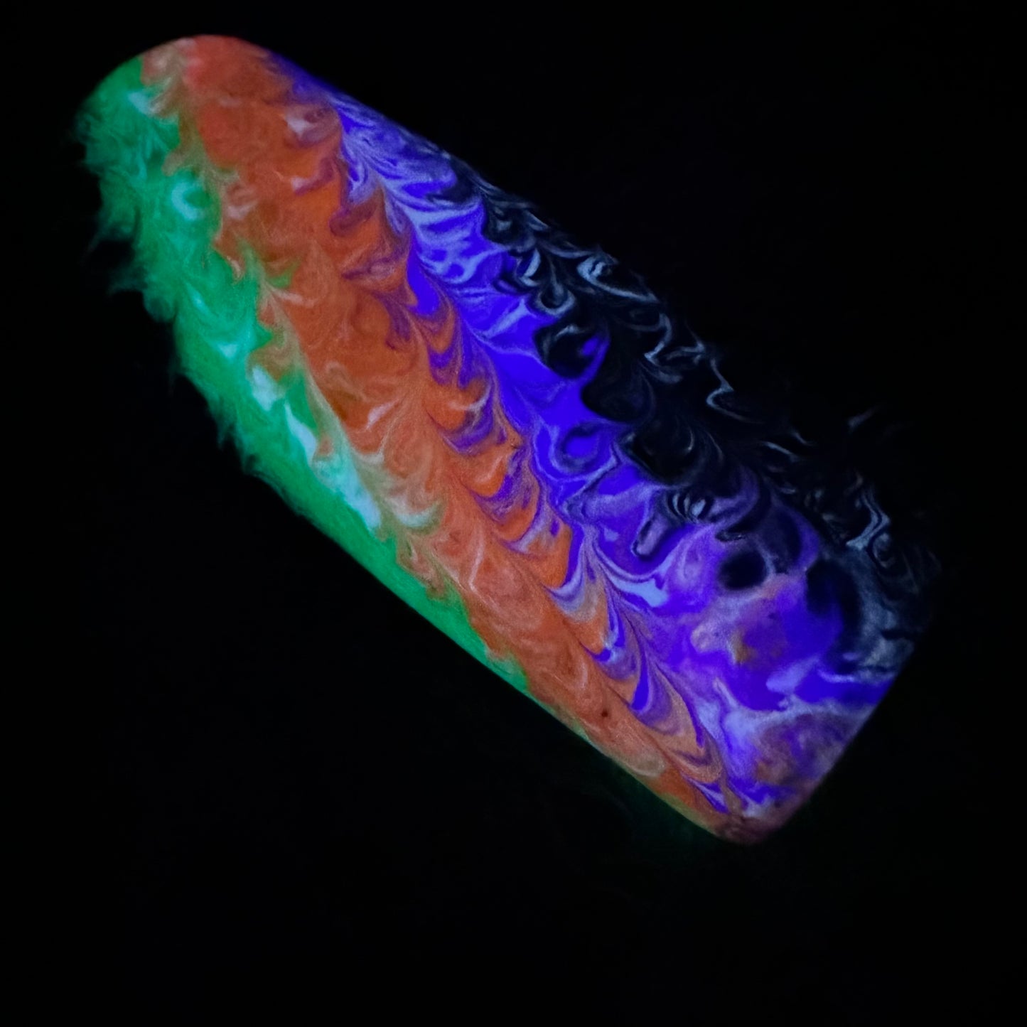 RTS 15oz Skinny Straight Tumbler | Chunky Color Shifting Glitter | Glow in the Dark Twisted Bougie Stinger | Just Waiting for Halloween decal
