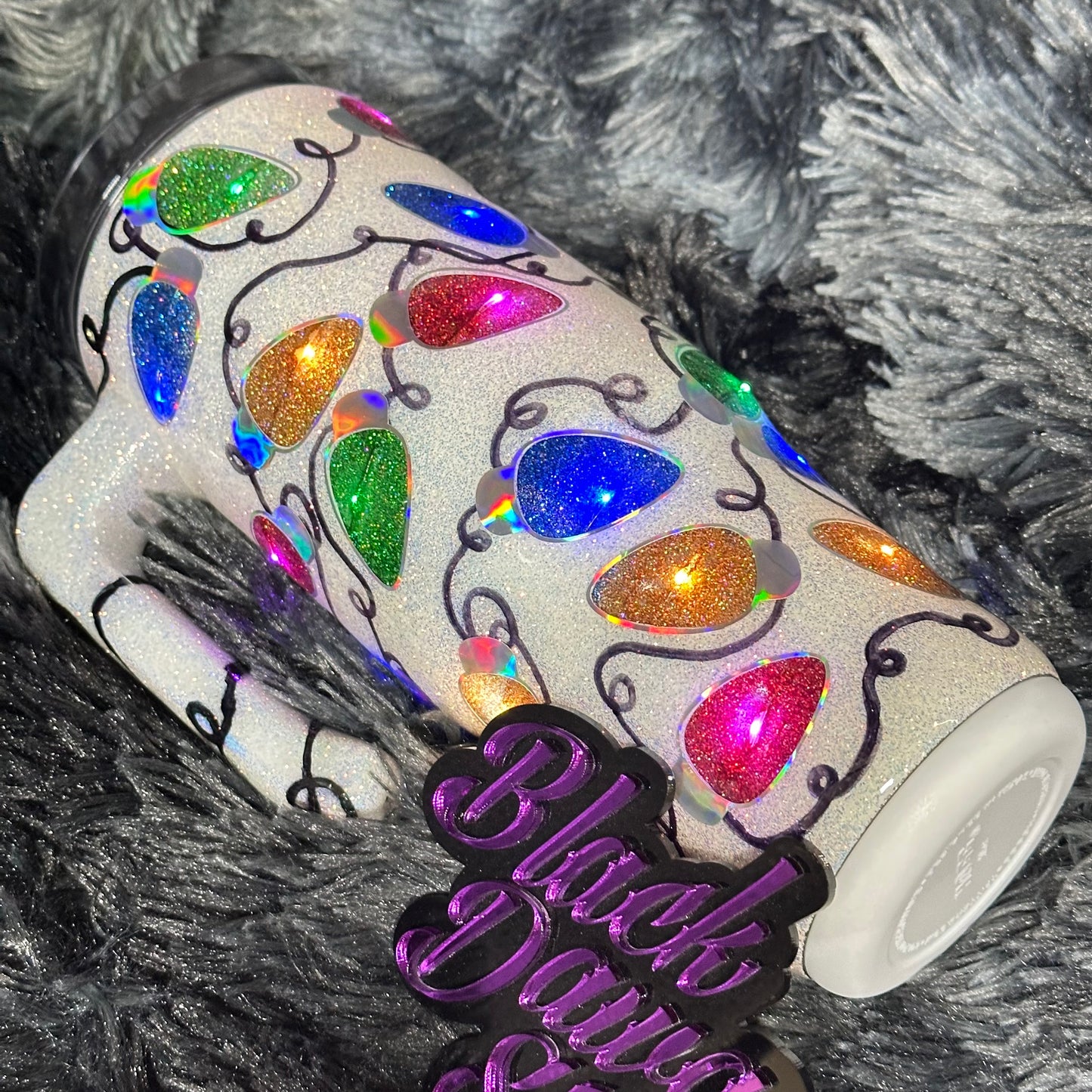 RTS 30oz Grippy Light-Up Tumbler | Multi Color Glitter Christmas Lights | LED Multi Color Lights Battery Operated