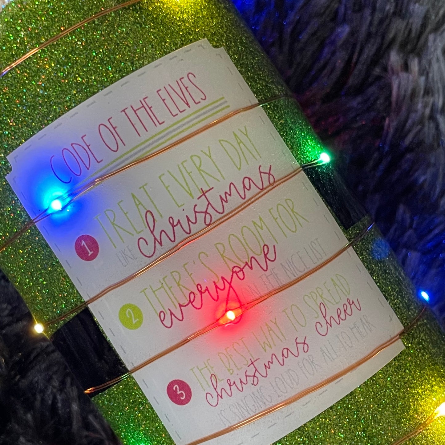 RTS 20oz Strawbler Lighted Elf Tumbler | Code of the Elves decal | Christmas Tumbler | LED Battery Powered Lights