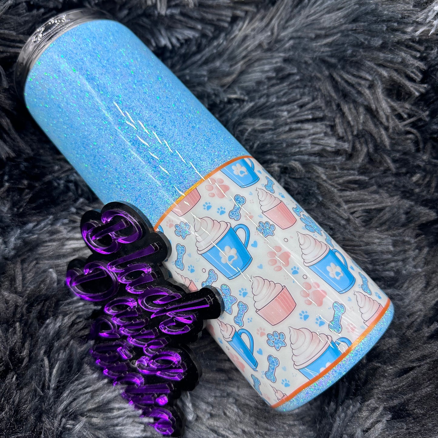 RTS 20oz Skinny Straight Tumbler Glitter Peekaboo Wrap | Give Me a Double Shot of Whatever My Dogs are on