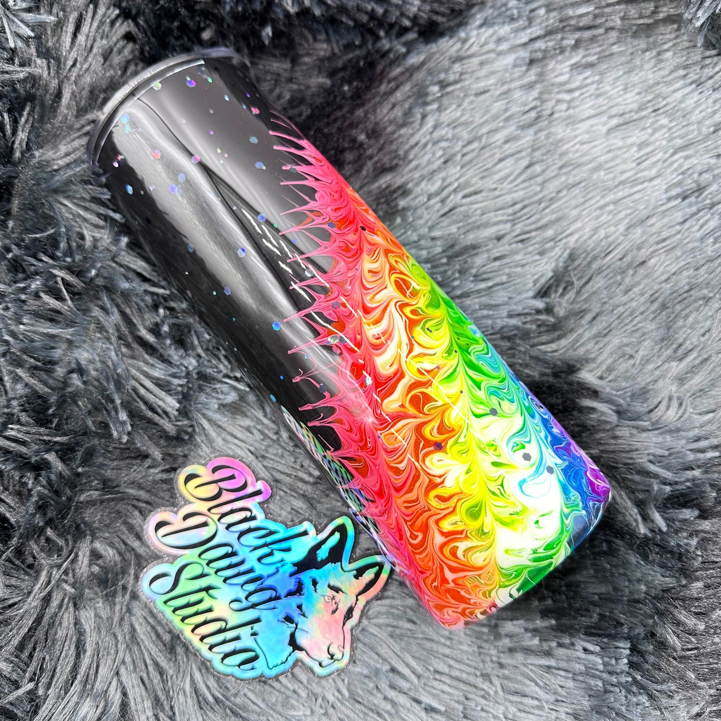 RTS 20oz Skinny Straight Tumbler Neons on Black Twisted Bougie Stinger