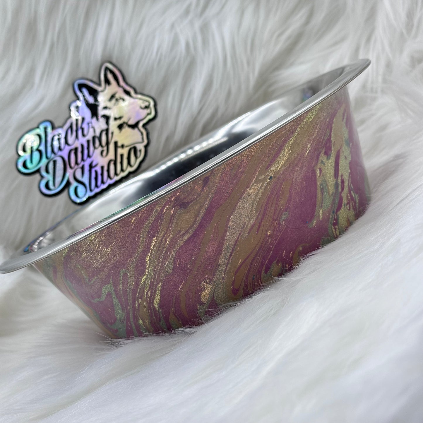 8-inch Dog Bowl - Glitter with Hydro Dip - Epoxy Tumbler for Dogs vs