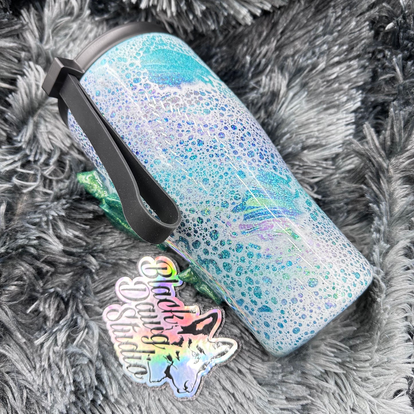 RTS 30oz Modern Curve Duo Tumbler Glitter Hydro Dip Power Wash with 3D Sea Turtles