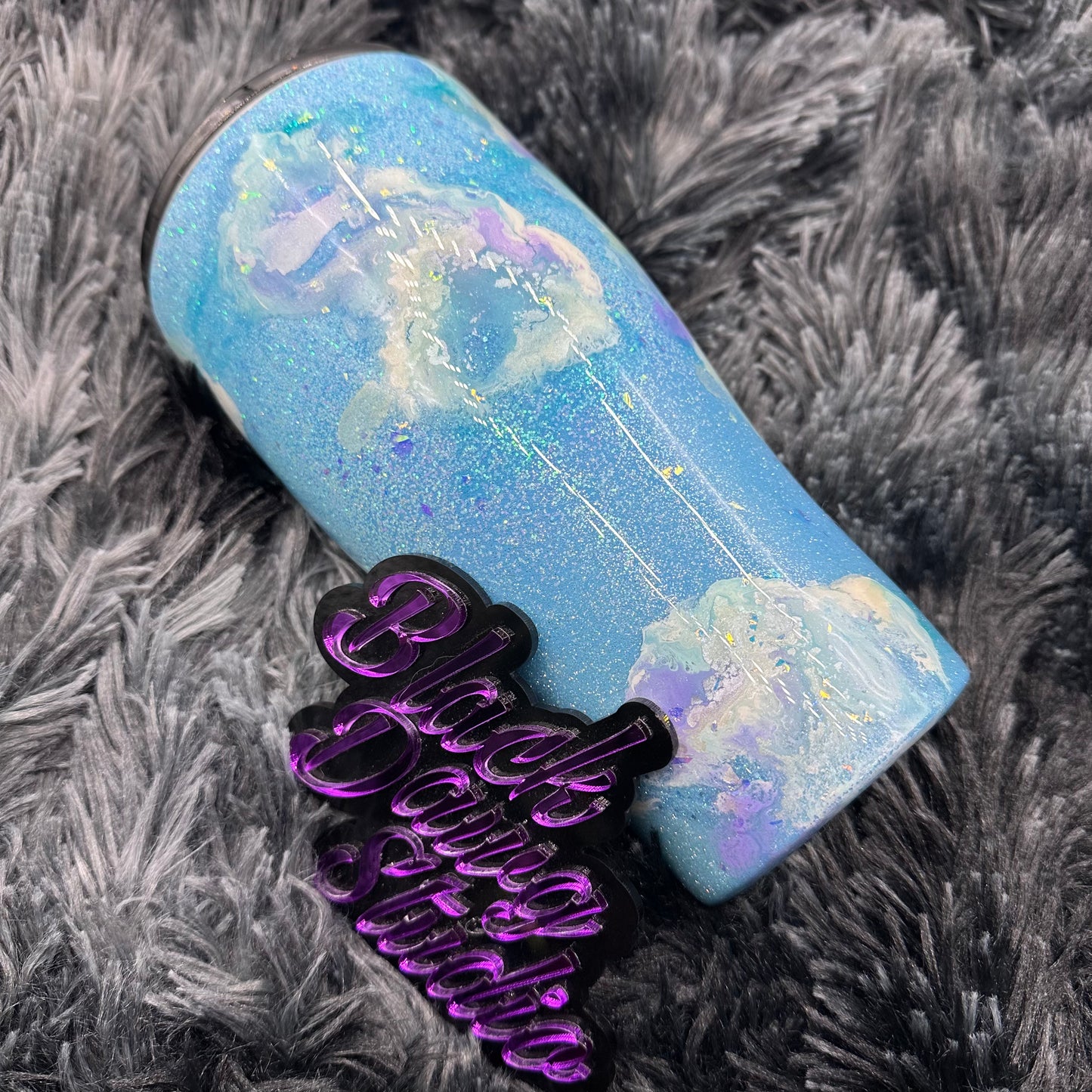 RTS 30oz Modern Curve Tumbler Light Blue Glitter Ombré | Marble Cloud | Living the Dream decal