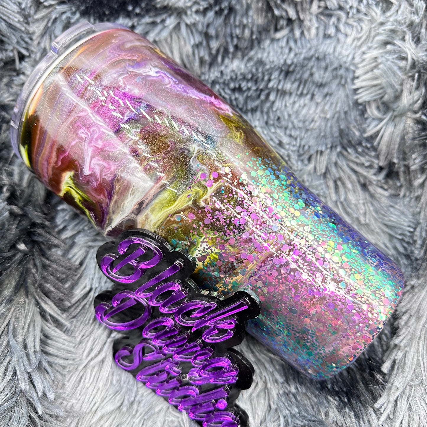 RTS 30oz Modern Curve Duo Tumbler Color Shifting Ink Swirl and Glitter Ombré | Halloween Witch Glitter Wine & Anxiety decal