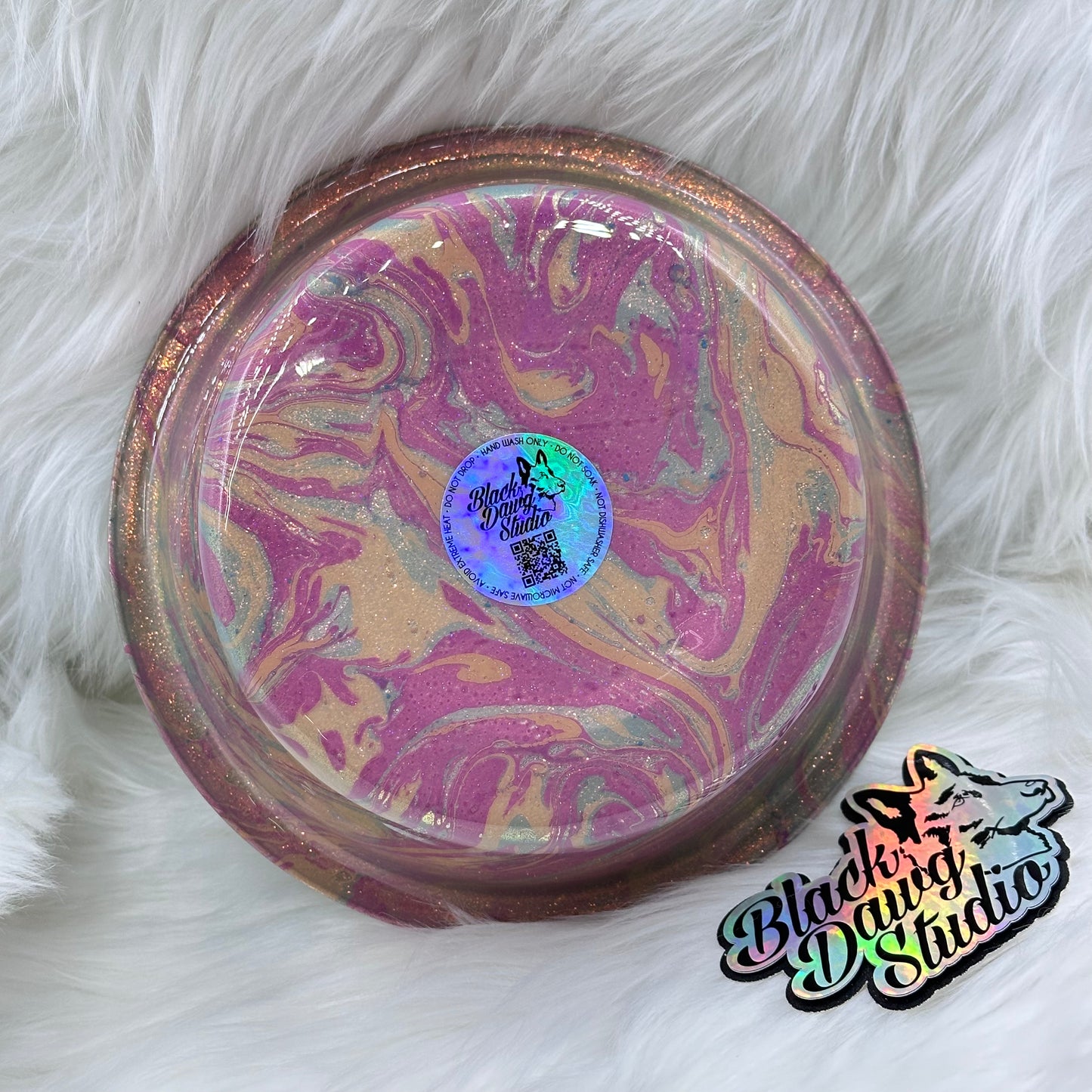 8-inch Dog Bowl - Glitter with Hydro Dip - Epoxy Tumbler for Dogs vs