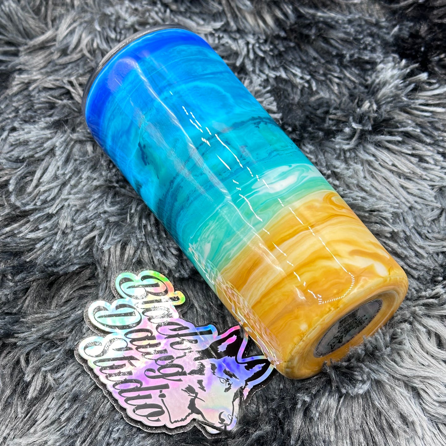 RTS 15oz Skinny Straight Tumbler Beach Ink Swirl | All I Need is Vitamin Sea
