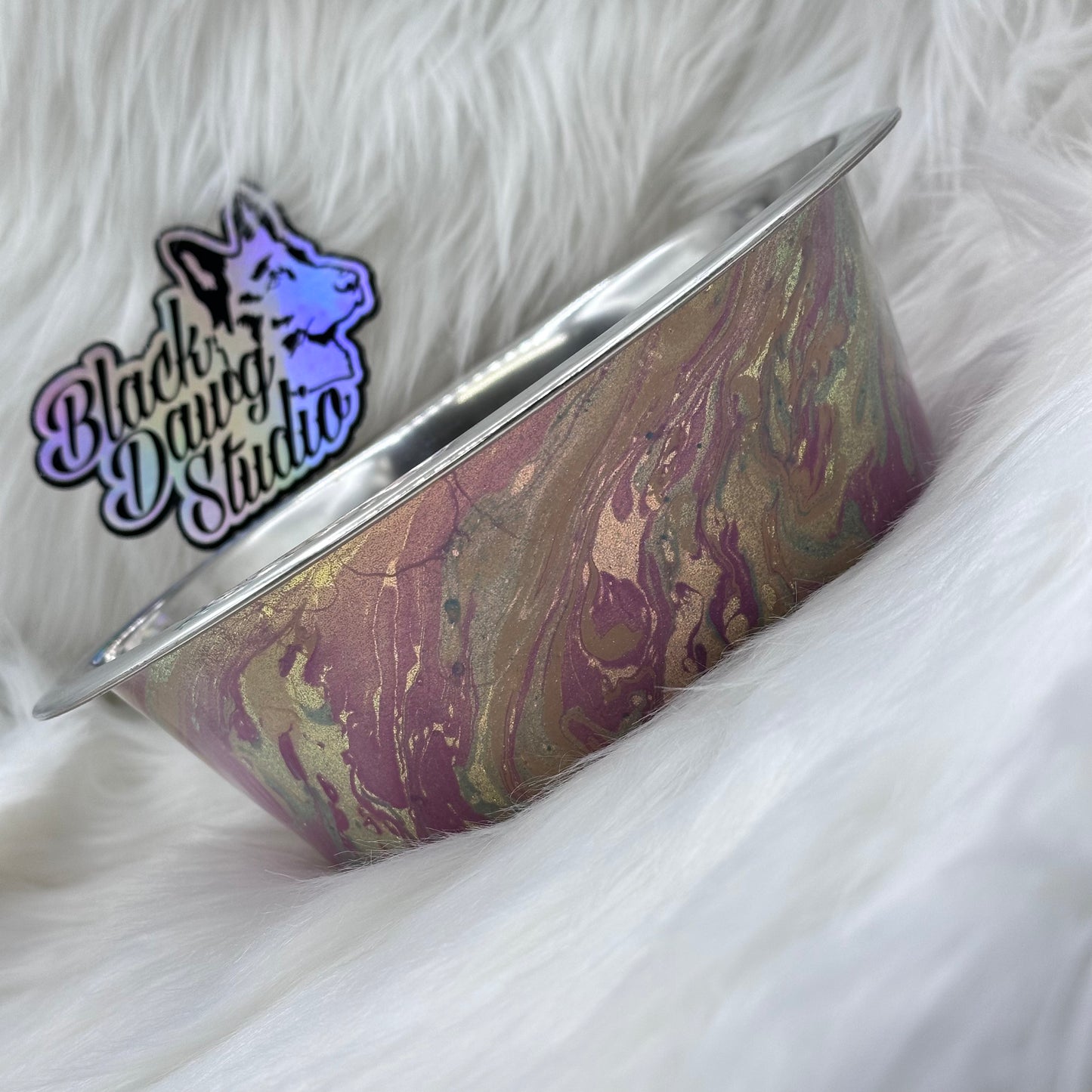 8-inch Dog Bowl - Glitter with Hydro Dip - Epoxy Tumbler for Dogs vs
