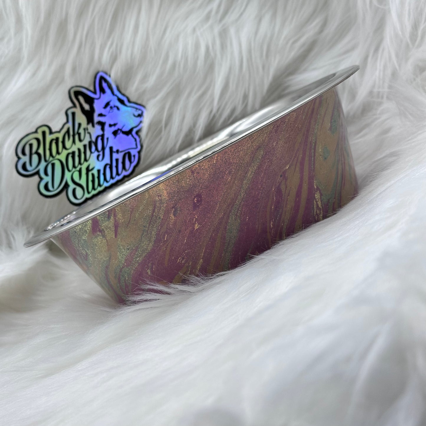 8-inch Dog Bowl - Glitter with Hydro Dip - Epoxy Tumbler for Dogs vs