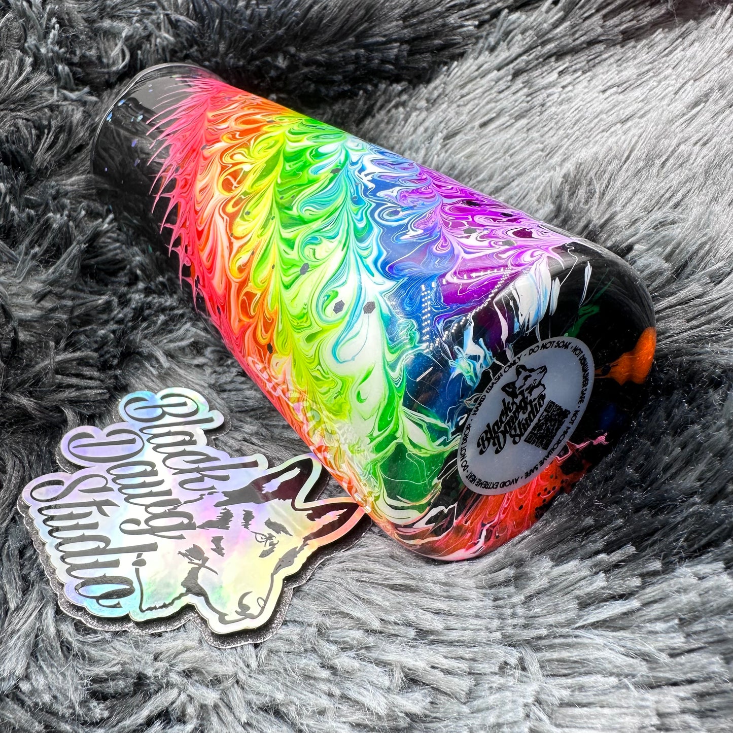 RTS 20oz Skinny Straight Tumbler Neons on Black Twisted Bougie Stinger