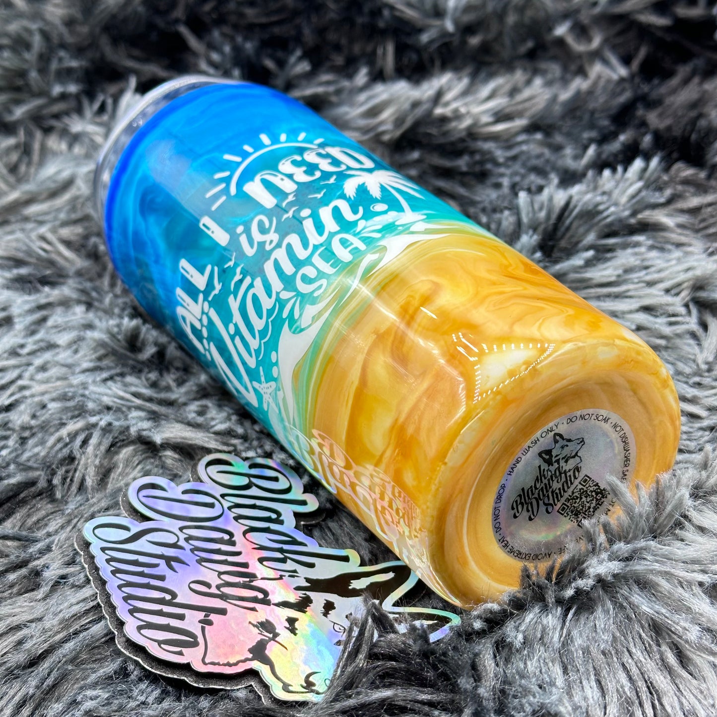 RTS 15oz Skinny Straight Tumbler Beach Ink Swirl | All I Need is Vitamin Sea