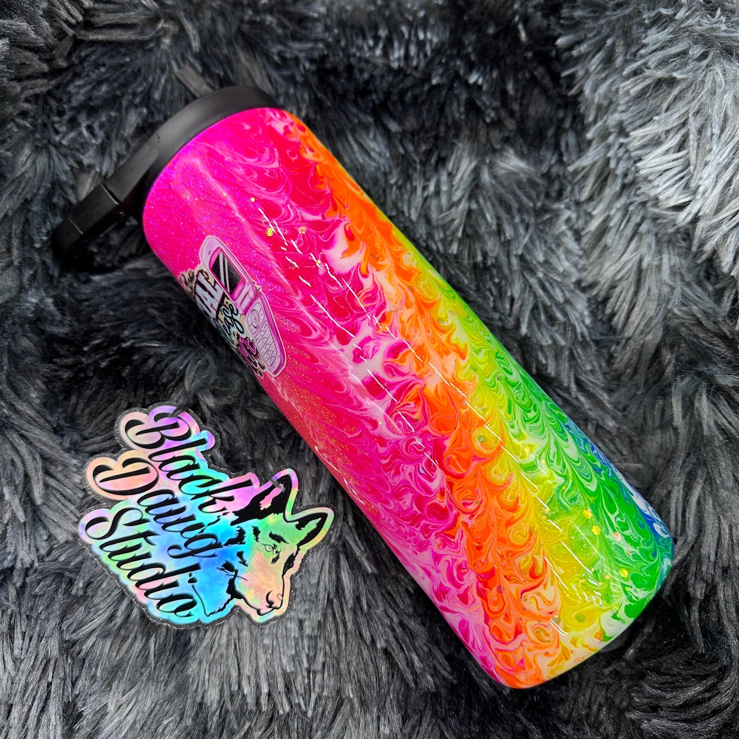 RTS 20oz Skinny Duo Glitter Ombré Twisted Bougie Stinger | Call Me Antisocial But Please Don’t Call Me decal
