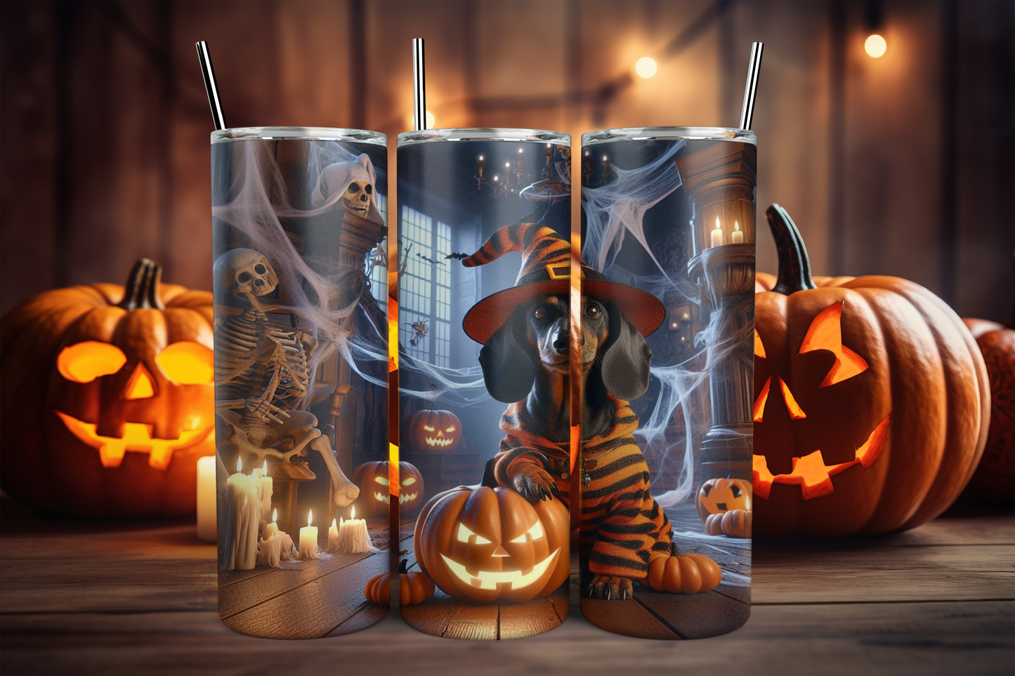 20oz Halloween Tumbler in German Shepherd Malinois Pit Bull Aussie Dachshund Designs | Sublimation Printed Tumbler