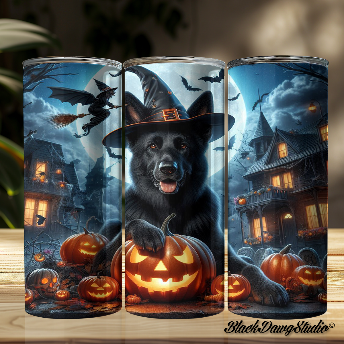 Halloween Black German Shepherd Designs | Made to Order | Printed Tumbler
