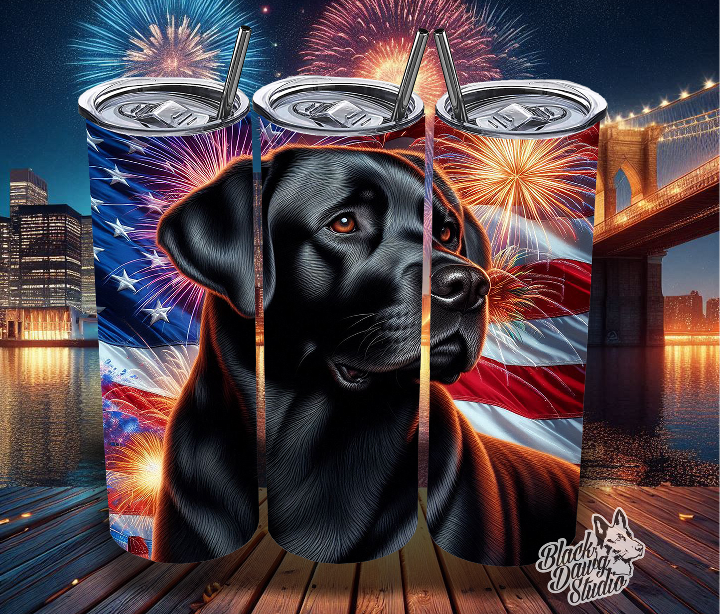 20oz Independence Day Tumbler in German Shepherd, Malinois, Lab, or Pit Bull Designs | Sublimation Printed Tumbler