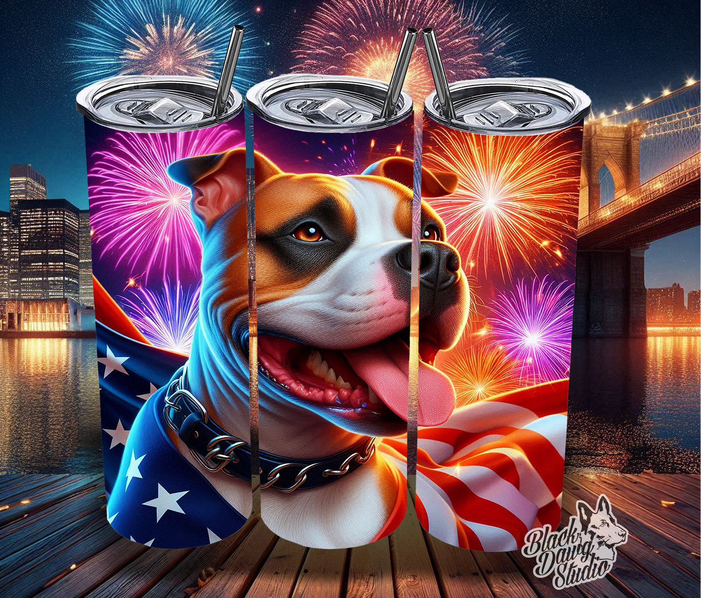 20oz Independence Day Tumbler in German Shepherd, Malinois, Lab, or Pit Bull Designs | Sublimation Printed Tumbler
