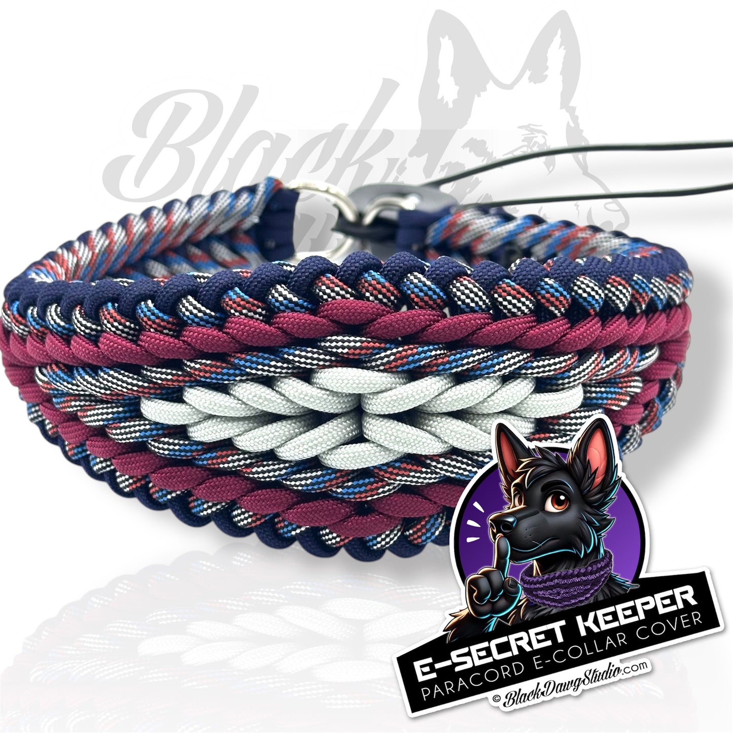 e-Secret Keeper Paracord Collar - Electric/Remote Training Collar Cover - Midnight, Captain America, Burgundy, Captain America, and Silver