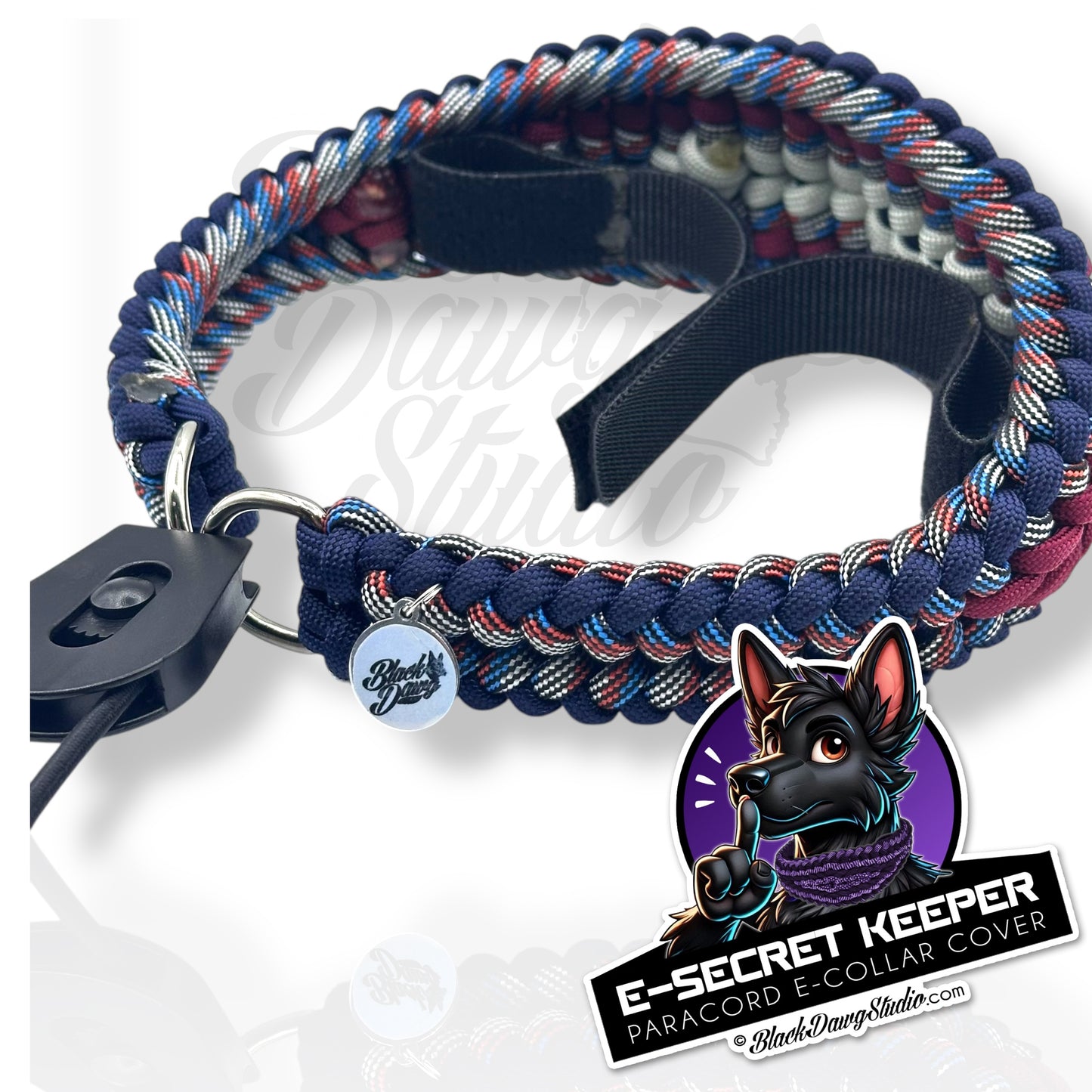 e-Secret Keeper Paracord Collar - Electric/Remote Training Collar Cover - Midnight, Captain America, Burgundy, Captain America, and Silver