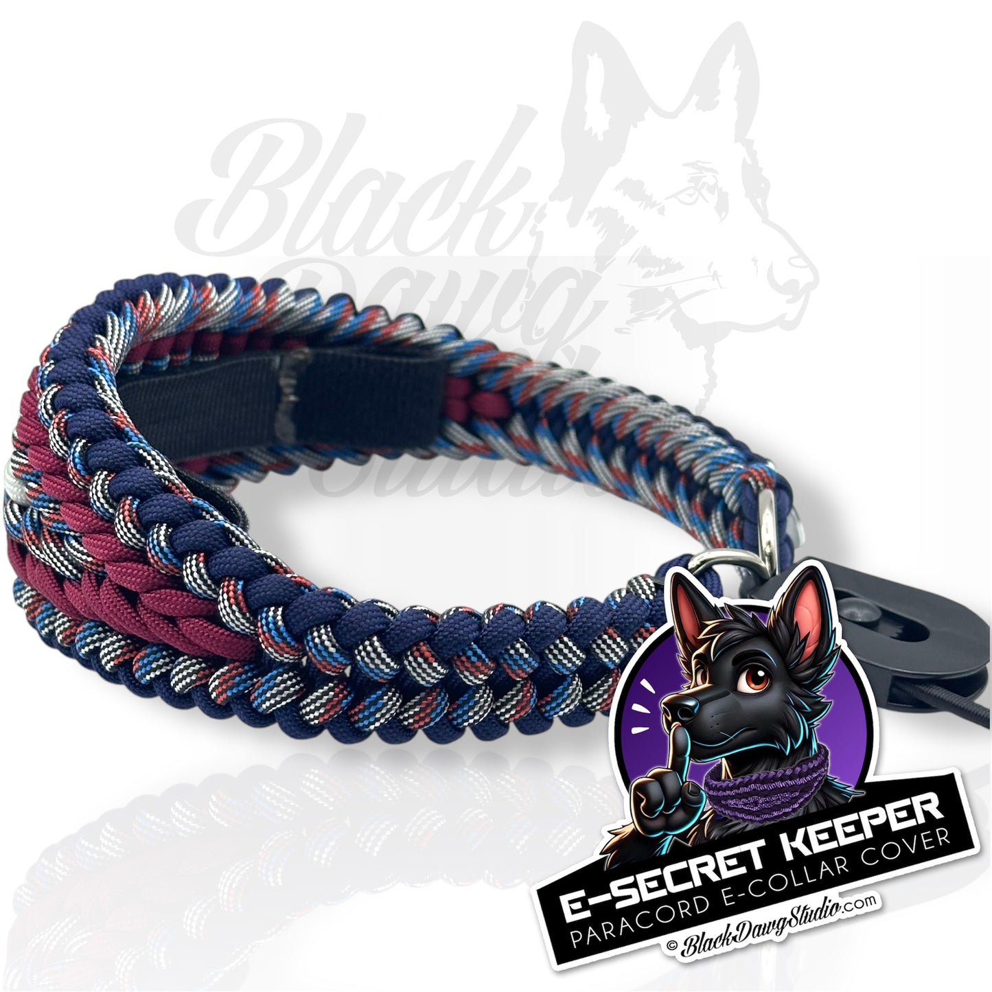 e-Secret Keeper Paracord Collar - Electric/Remote Training Collar Cover - Midnight, Captain America, Burgundy, Captain America, and Silver