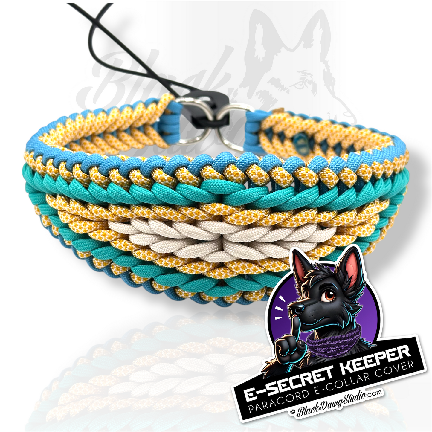 e-Secret Keeper Paracord Collar - Electric/Remote Training Collar Cover - Neon Turquoise, Honeycomb, Mint, Honeycomb, and Cream