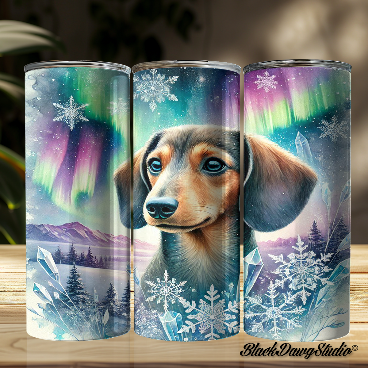 Northern Lights Dachshund Design | Made to Order | Printed Tumbler