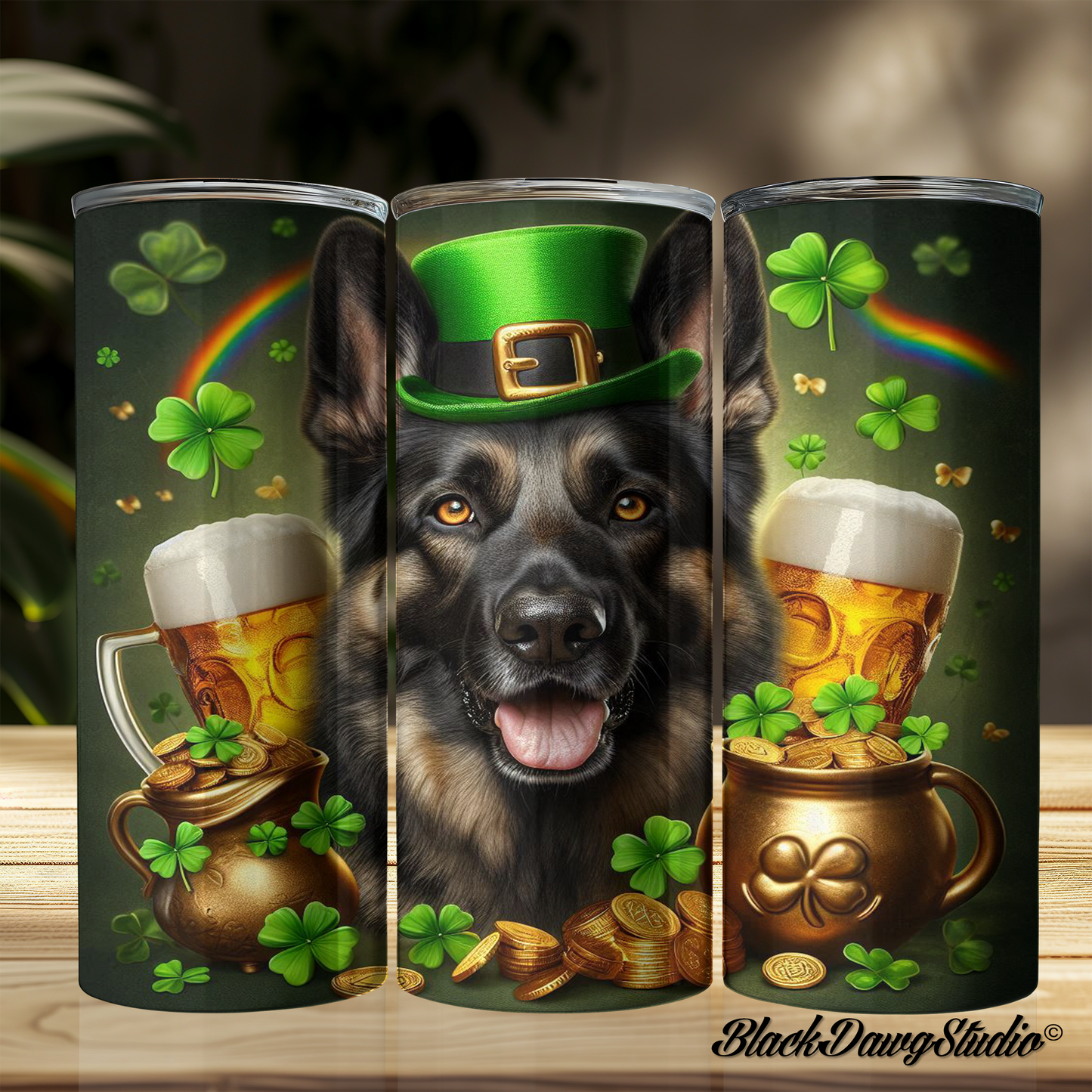 St Patrick's Day German Shepherd Design | Made to Order | Printed Tumbler