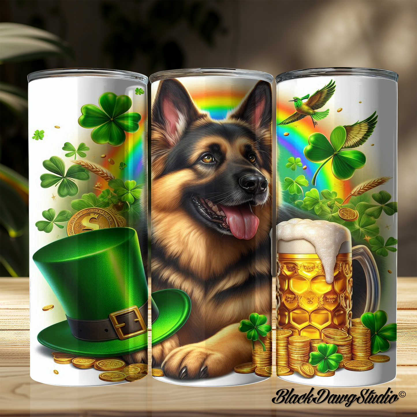 St Patrick's Day German Shepherd Design | Made to Order | Printed Tumbler