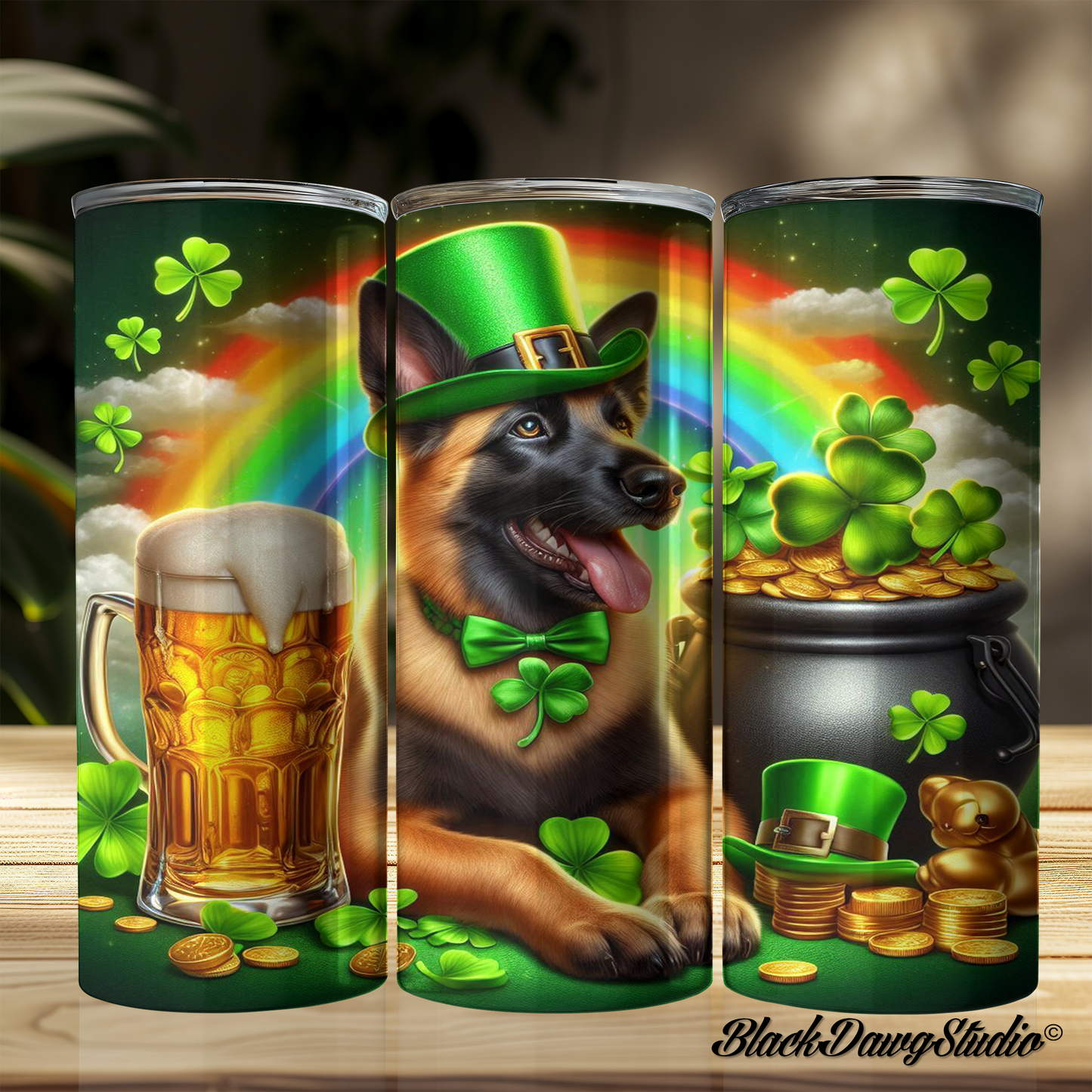 St Patrick's Day Malinois Design | Made to Order | Printed Tumbler