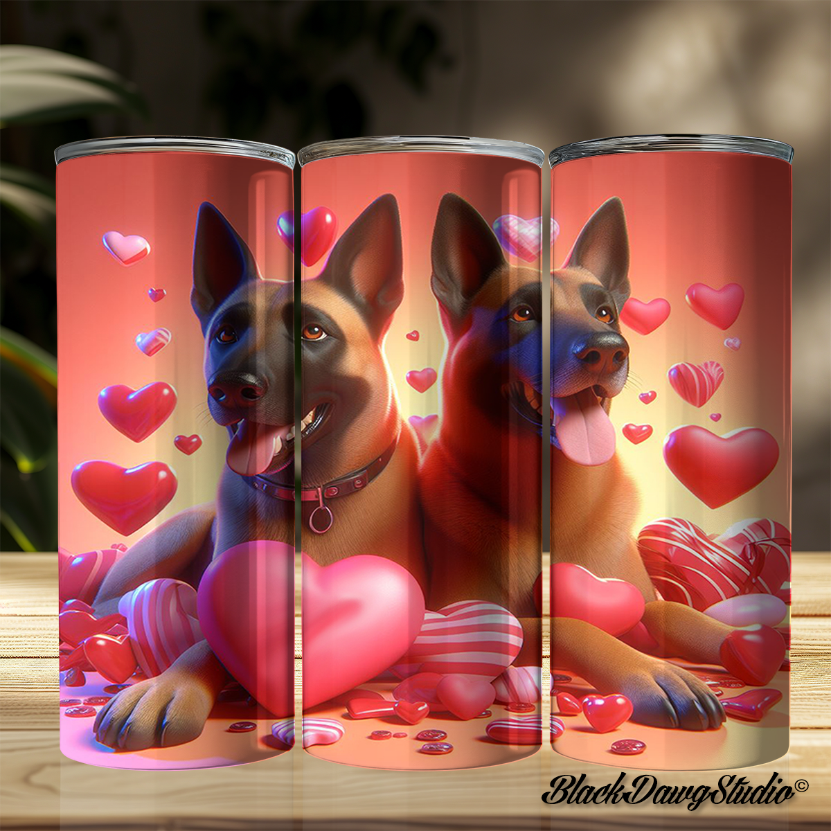 Valentine's Day Malinois Design | Made to Order | Printed Tumbler
