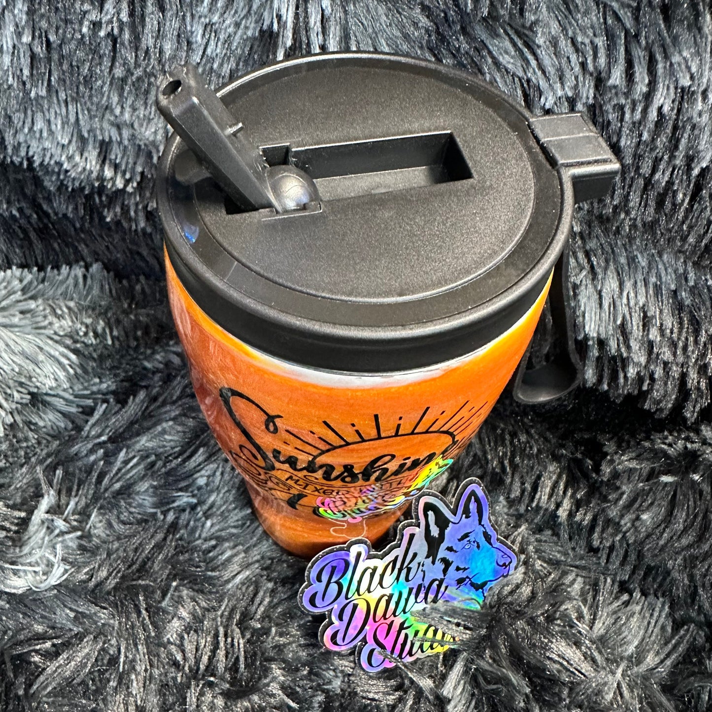 RTS 30oz Modern Curve Duo Tumbler Orange Ink Swirl Glow in the Dark | Sunshine Mixed with a Little Hurricane decal | Sassy Sarcastic Tumbler