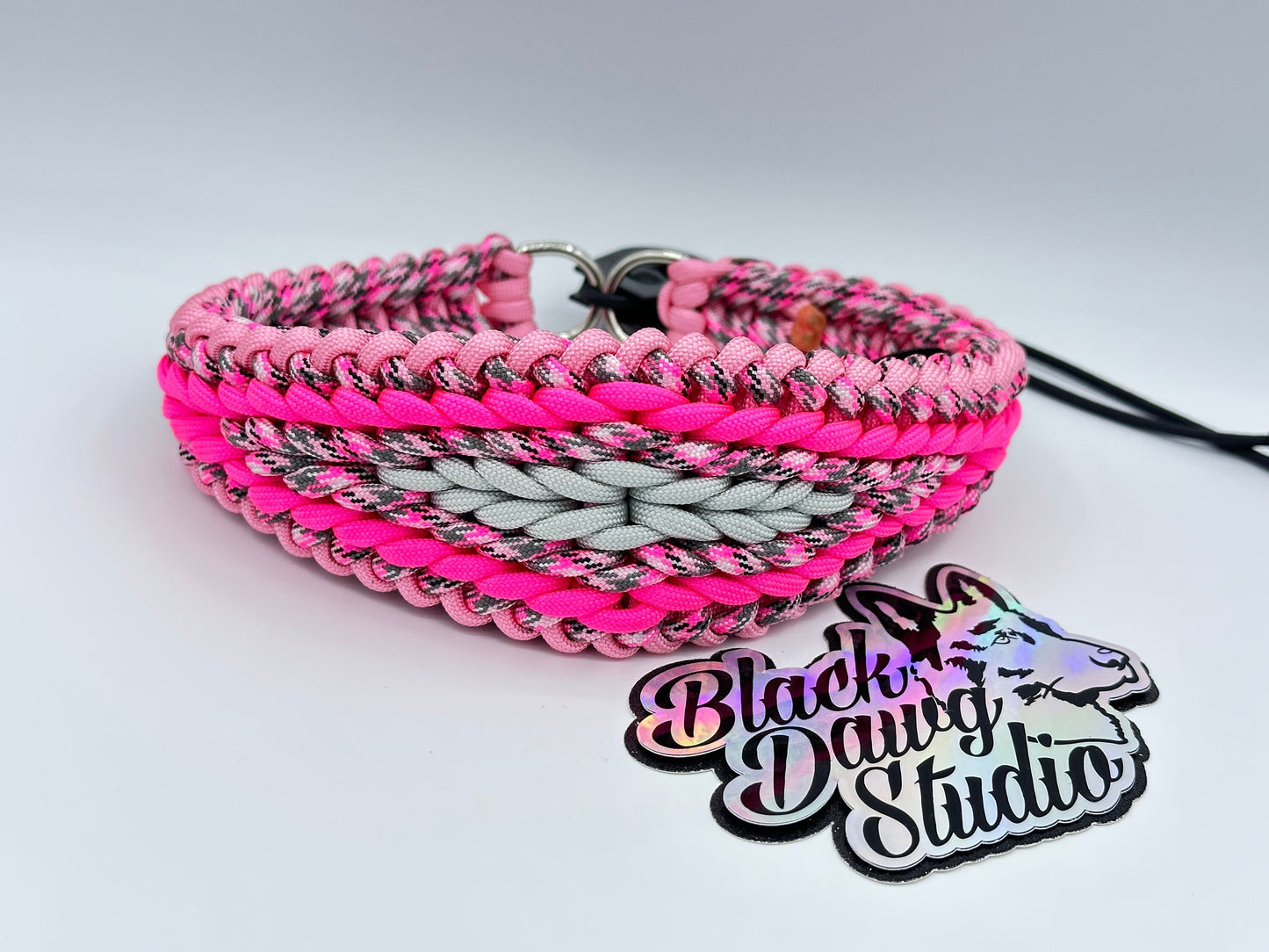 e-Secret Keeper Paracord Collar - Electric/Remote Training Collar Cover - Rose Pink, Pink Camo, Neon Pink, Pink Camo, and Silver