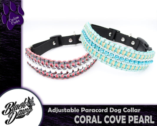 Coral Cove Pearl Adjustable Paracord Dog Collar ***CUSTOM ORDER***