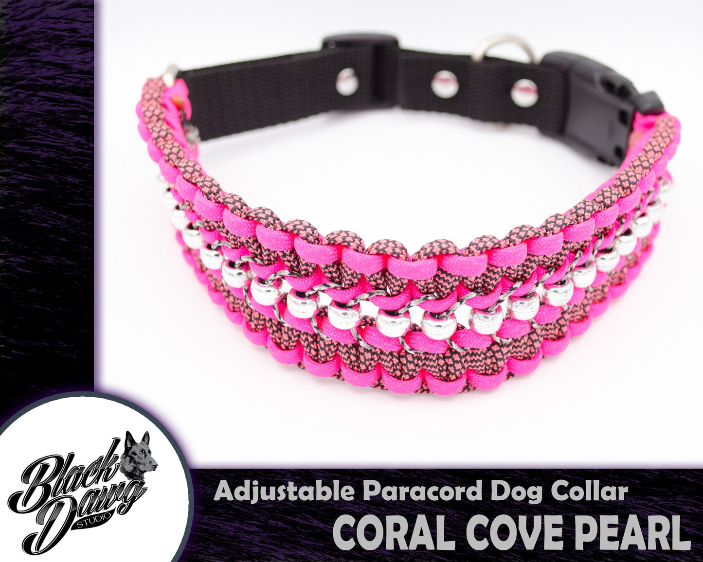 Coral Cove Pearl Adjustable Paracord Dog Collar ***CUSTOM ORDER***