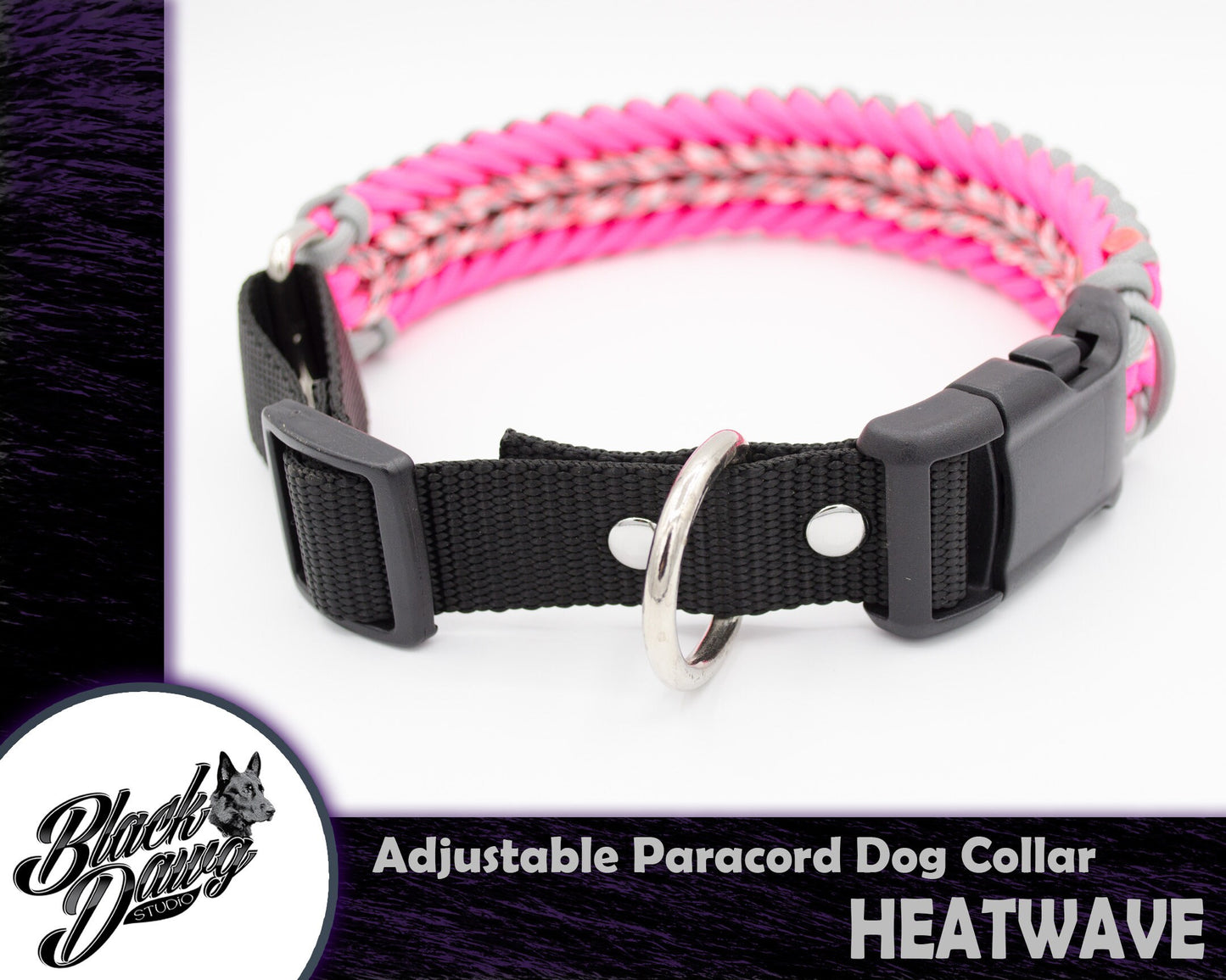 Heatwave Design Adjustable Paracord Dog Collar ***CUSTOM ORDER***