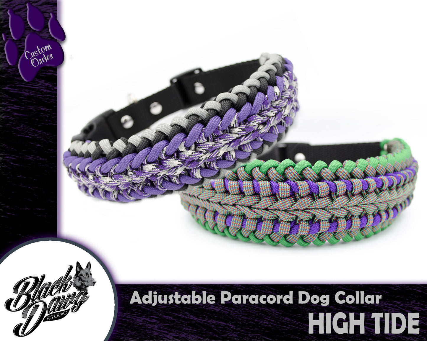 High Tide Design Adjustable Paracord Dog Collar ***CUSTOM ORDER***