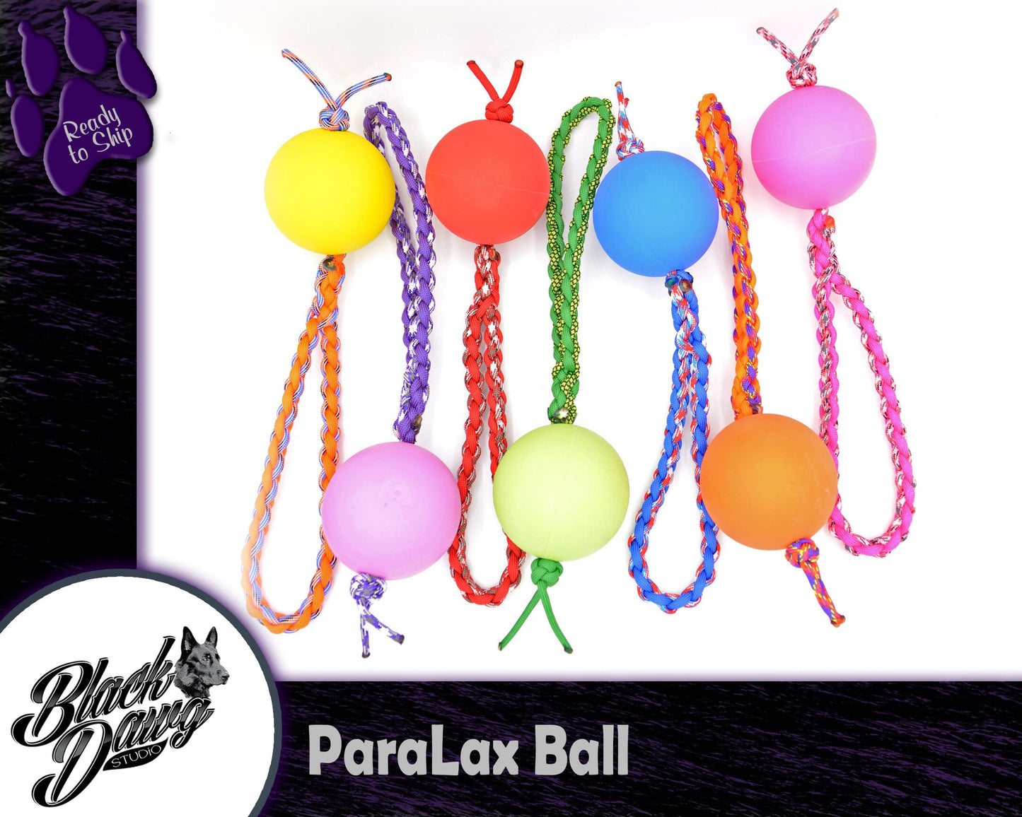 ParaLax Dog Training Ball with Braided Loop Handle