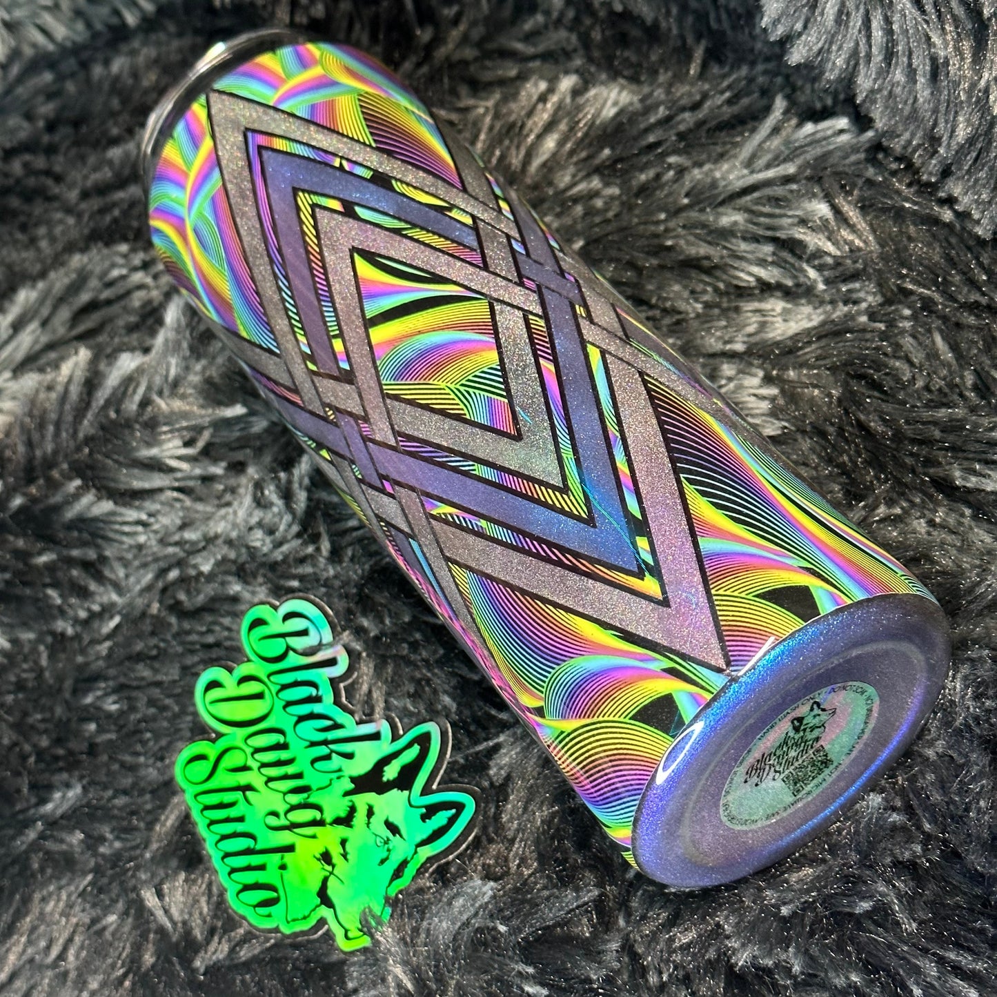 RTS 20oz Skinny Straight Tumbler Color Waves Shimmer Color Shift Basket Weave Design